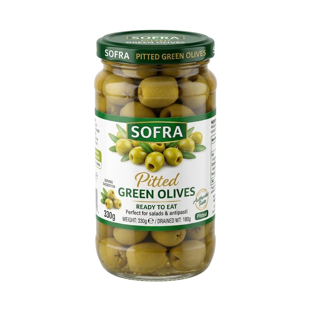 Sofra Pitted Green Olive 330g. 330 .